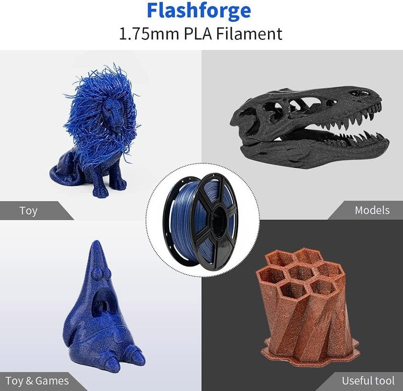 FLASHFORGE PLA Filament 1.75mm Galaxy Blue, 3D Printer Filament with Silver Glitter 1kg (2.2lbs) Spool, Dimensional Accuracy +/- 0.02mm, Shimmering 3D Printing Filament for Unique Finish - Image 4